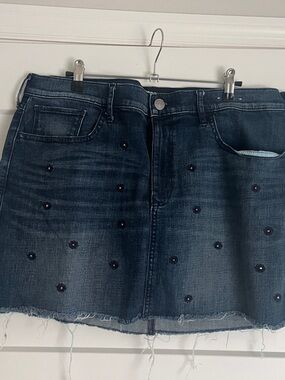 Express Dark Blue Embellished Denim Mini Skirt